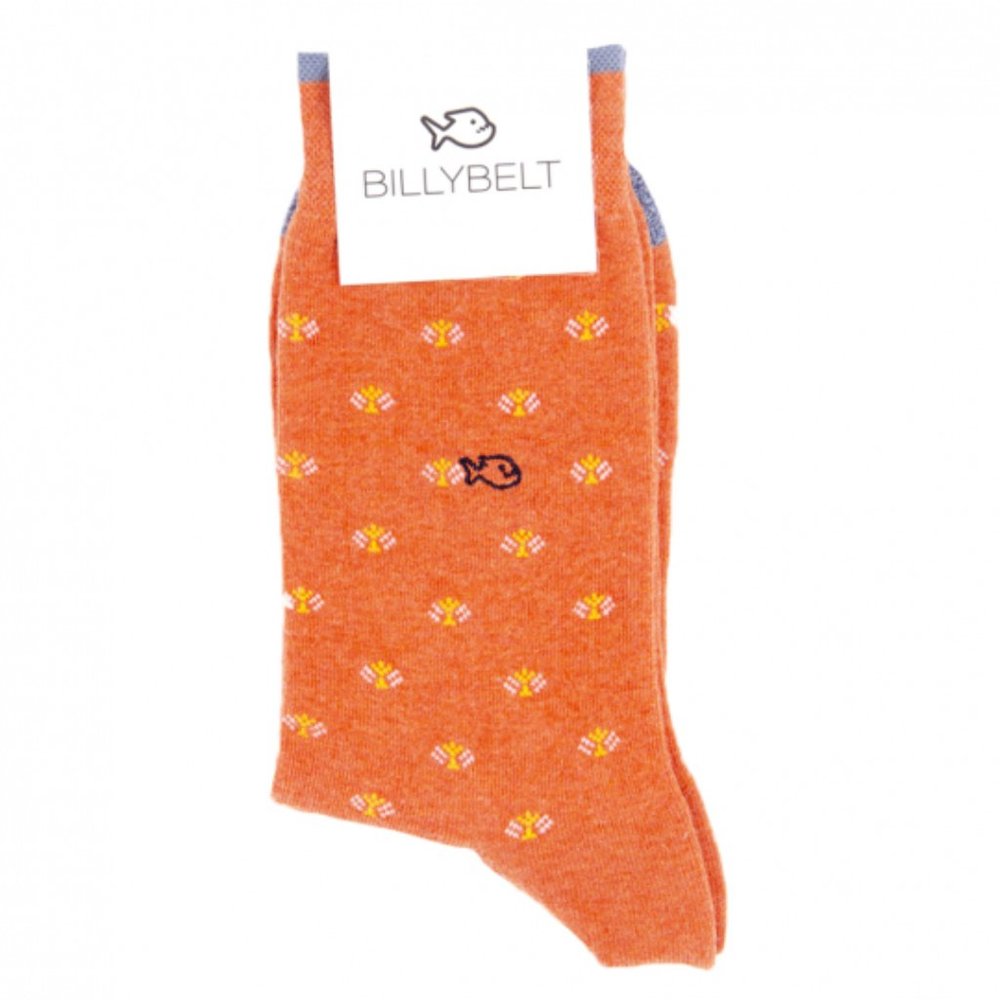 Orange Peacock - Animal Cotton Socks - (Orange, Grey, & Yellow)
